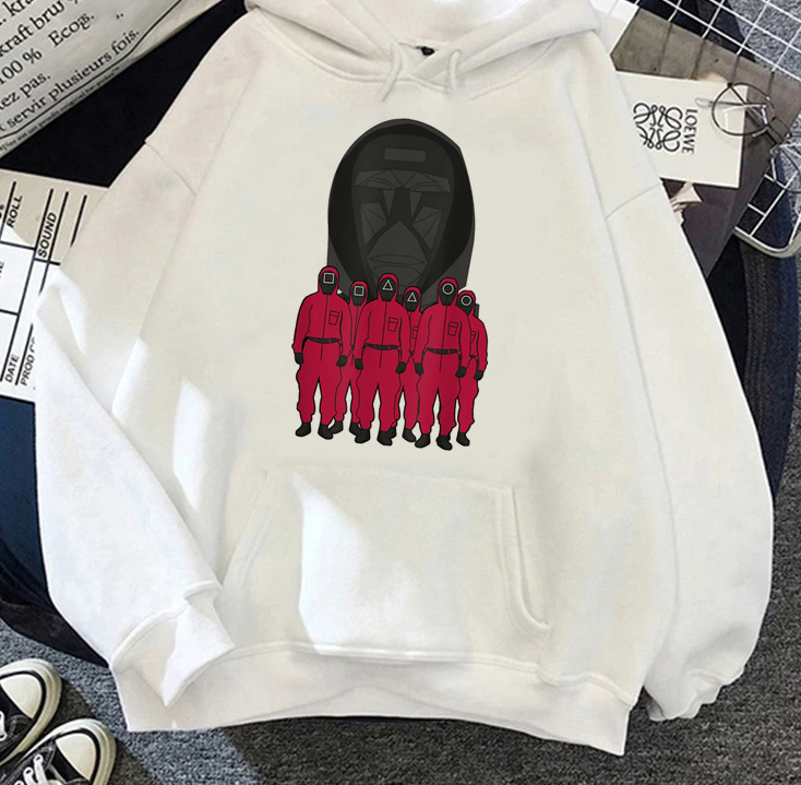 

squid game 456 hoodie men's cute print couple winter street wear funny anime, Black
