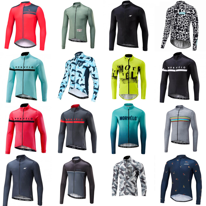

MORVELO Team Cycling Long Sleeves Jersey Cycling long Sleeves jersey Full Zipper Bike Clothing Outdoor sports Comfortable mens clothes, Black;red
