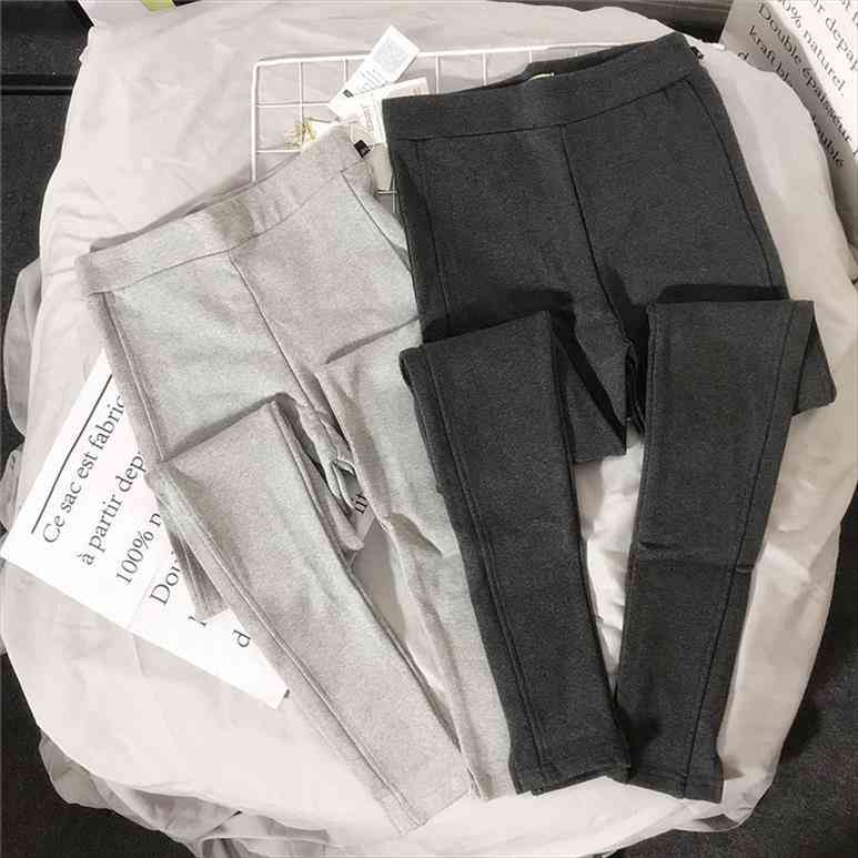 

plain push up leggings women full length autumn fitness cotton legging pants female high elastic, Black