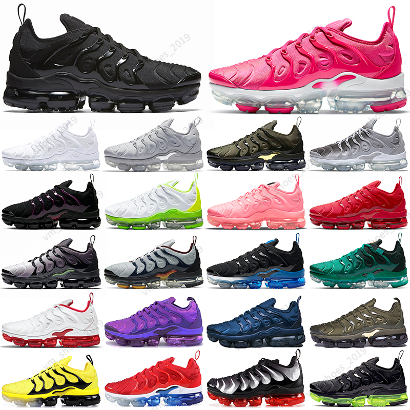 

with socks TN Plus Running Shoes Men Pink Black Bubblegum Yolk Cherry All Red Cool Grey Neon Olive Pure Platinum USA Dark Blue Mens Womens Outdoor, 40-47 black royal