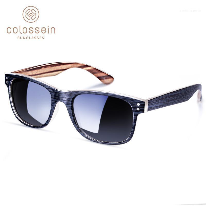 

Sunglasses COLOSSEIN Men Polarized Classic Fashion Retro Square Black Sun Glasses Frame Imitation Wood Lentes De Sol Hombre