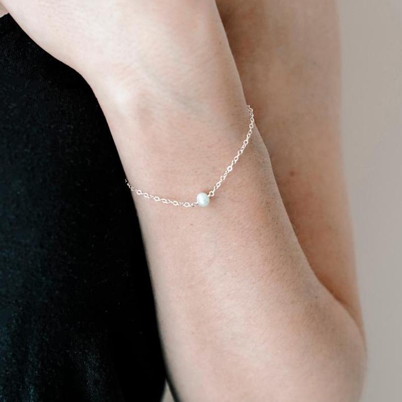 Link, Chain Stainless Steel White Pearl Bracelet-Freshwater Bracelet-Pearl Jewelry-Wedding Jewelry-June Birthstone-image-709326264