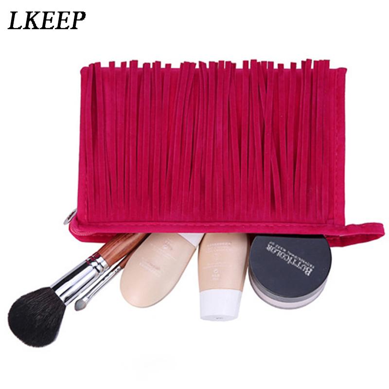 

Fashion Women Make Up Bag Cosmetic Fleece Fabric Organizer Toiletry Beauty Case Kits Storage Tassel Handbag Lady Bags & Cases