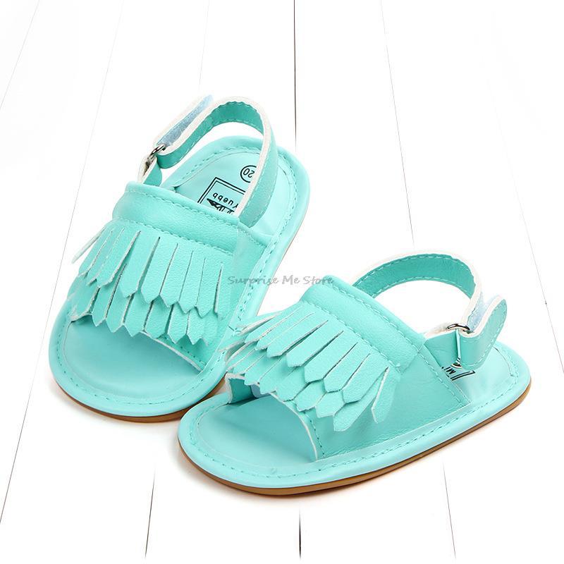 

First Walkers Breathable Summer Infant Baby Boy Girl Tassels Sandals Toddler Casual Candy Color Beach Shoes Soft Sole Outdoor Prewalker -18, Ea sock