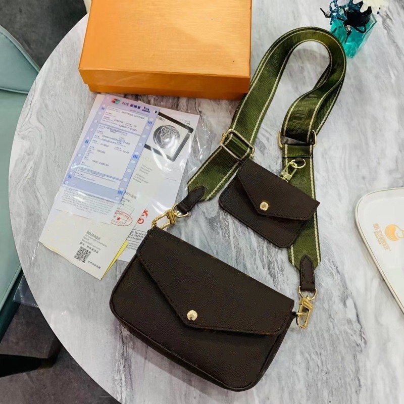 

Hight Quality Pink/Black/Green 2pcs Designer Shoulder Bags Leather Old Flower Print Women's Fashion Crossbody Bag Famous Brand Classic