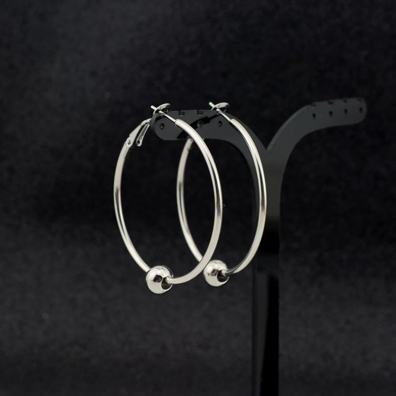 

Dangle & Chandelier Fashion Stainless Steel Stud Earring Big Round Circle With Bead Earrings For Women Girls Disco Dance Party Wedding Gifts
