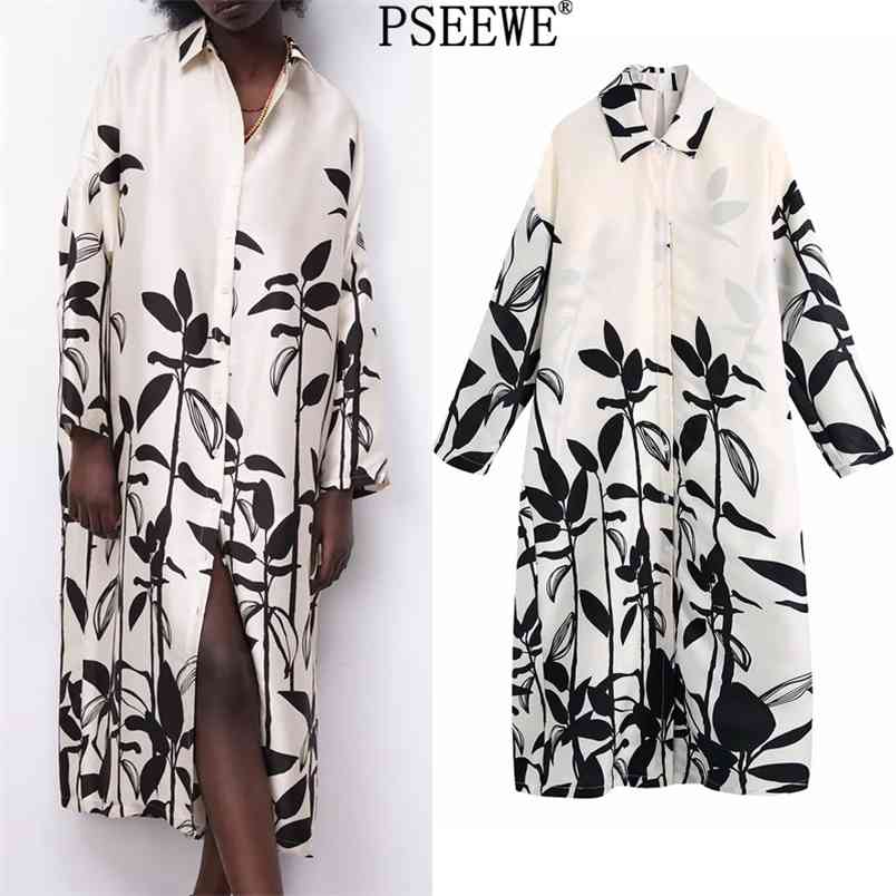 

Summer Dress Print Oversized Long es Women Casual Collared Sleeve Shirt Woman Plus Size es 210519, Beige