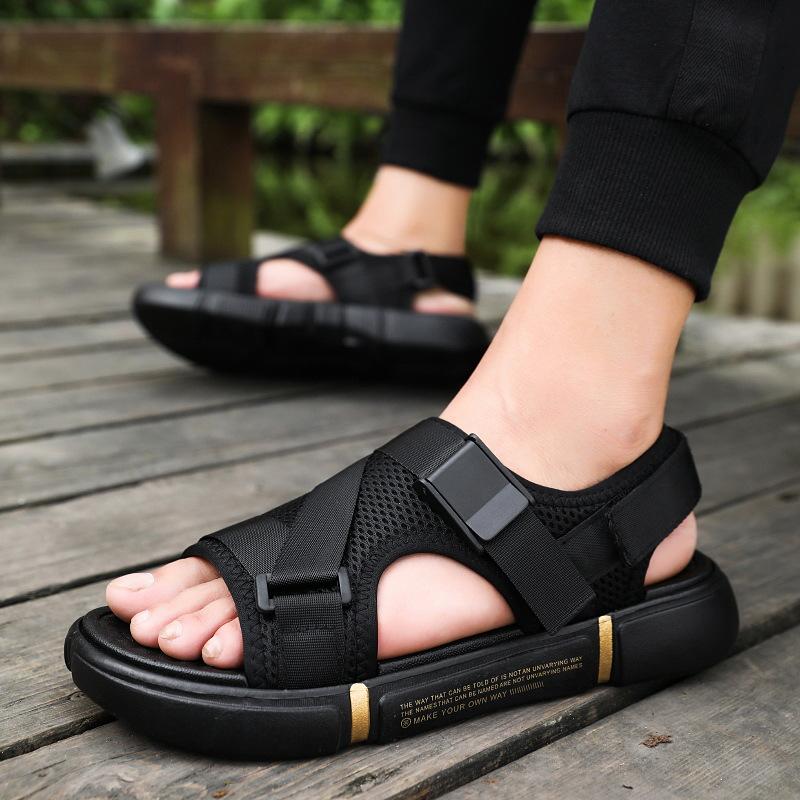 

Sandals Casual Men Summer Shoes Sandal Mens Sandles Outdoor Breathable Comfort Slip On Plus Size Open Sandalias Hombre, Black