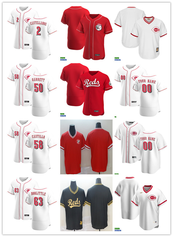 

Men Women Youth 2 Nick Castellanos 58 Luis Castillo 63 Sean Doolittle 50 Amir Garrett Custom Baseball Jersey Blank red white, Blue;black