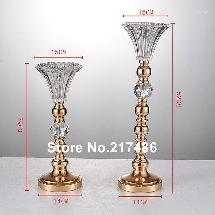 

Party Decoration Style Acrylic Crystal Gold Mental Roman Flower Sets For Wedding Column Pillar