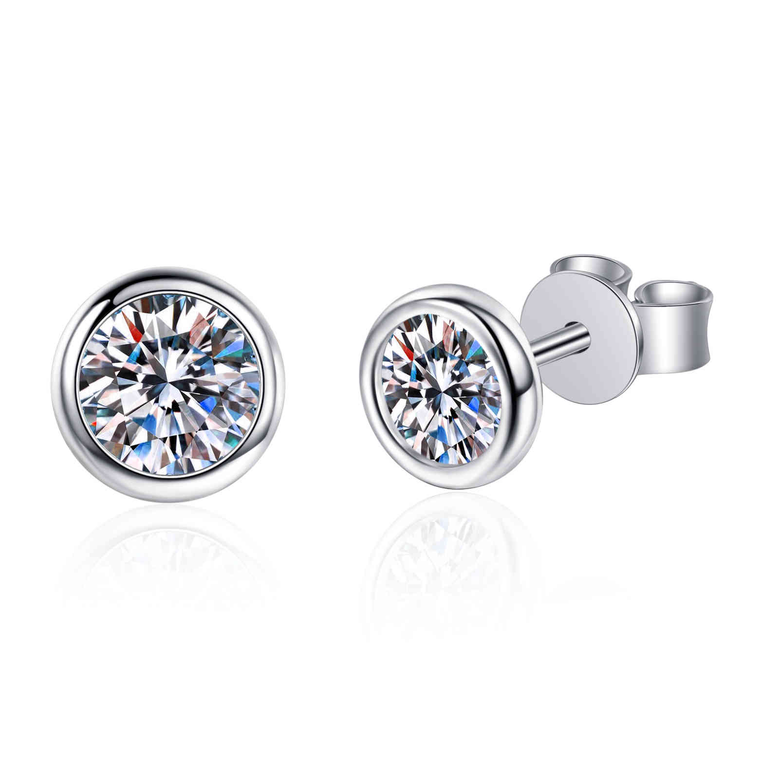 

Passed Diamond Test Excellent Moissanite 925 Sterling Silver Ear Round Shape 0.6-1ct Gem Femininity Jewelry Earrings