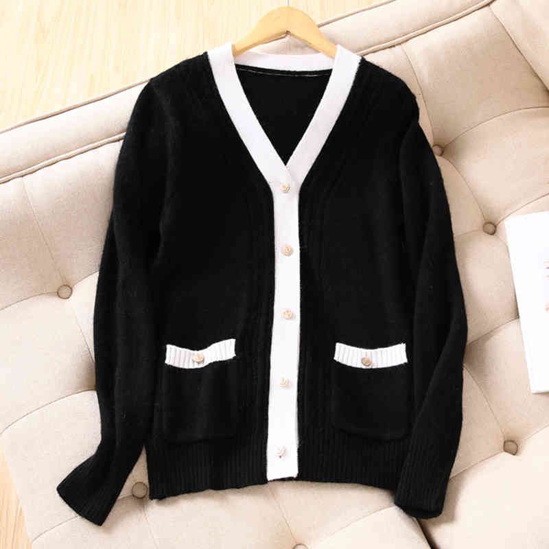 

Women' Sweaters Female cashmere cardigan, short wool jacket with cleavage v, spring and autumn, 100% 3K1Z, 1# shoe box