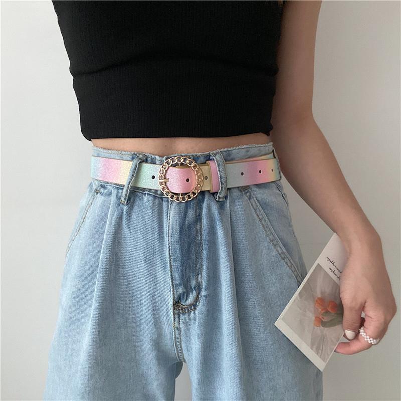 

Belts Colorful Rainbow Jeans For Women Designer Belt Female Dress Corset Peal Cinturon Mujer Cute Waist Strap Cintos, Black