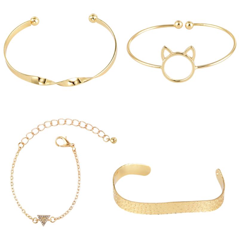

Link, Chain 4 Pcs/Set Women Alloy Bracelet Personality Geometric Mixed Irregular