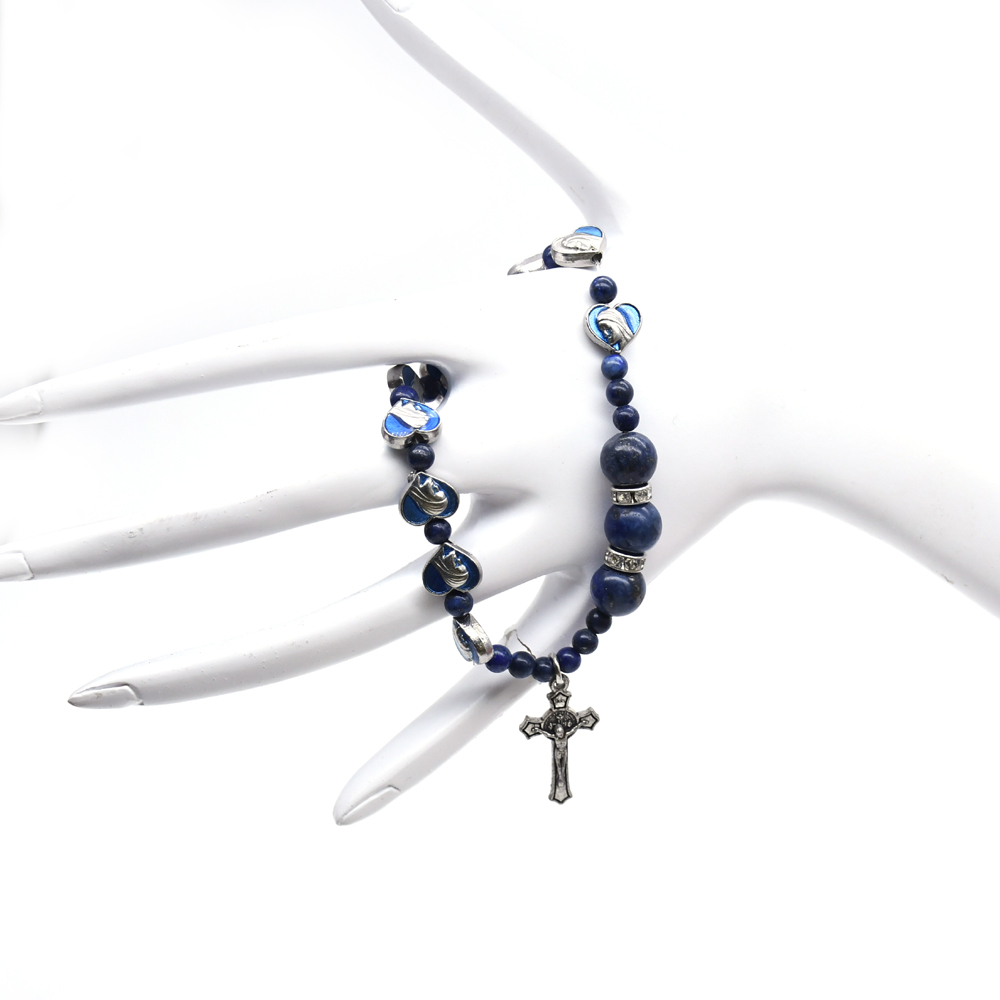 

Lapis perles Bracelet amour coeur perles croix Bracelet bijoux religieux accessoires