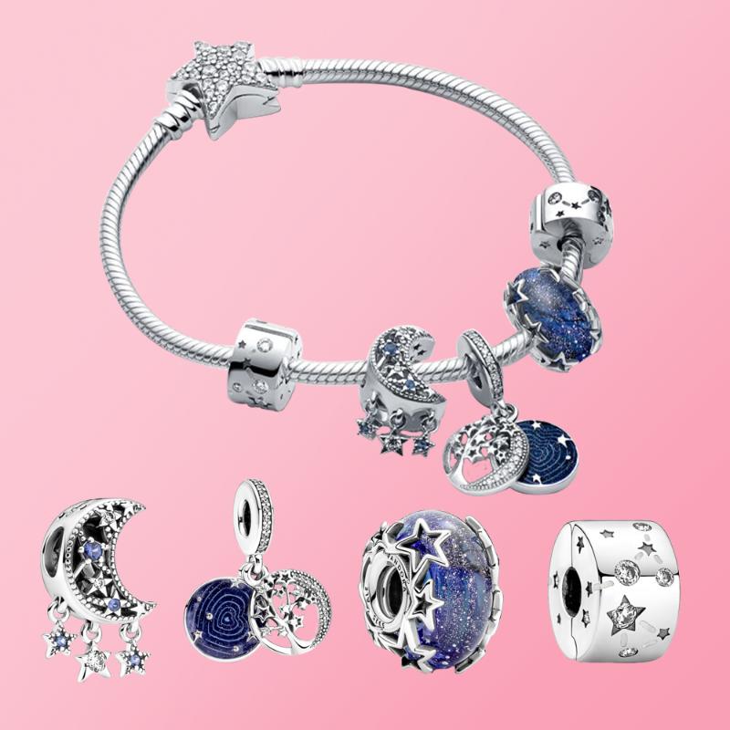 

Cluster Rings 100% 925 Sterling Silver Galaxy Astronaut Charm Pendant 2021 Jewelry Fit Original Bracelet Diy Beads For Women, Golden;silver