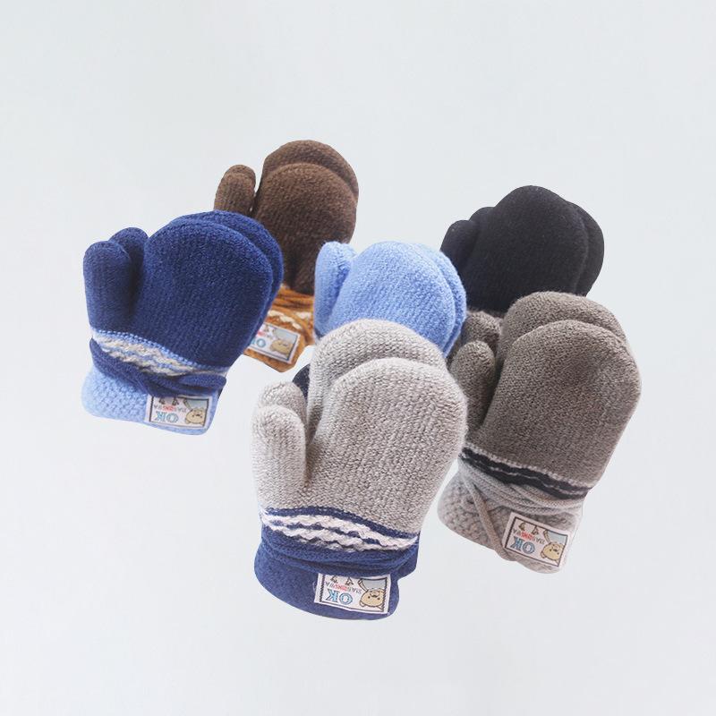 

Children's Mittens 1-3 Years Baby Boys Girls Winter Knitted Gloves Warm Rope Full Finger For Children Toddler Kids Accessories, White