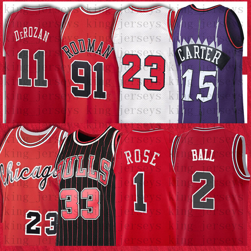 

11 DeMar 2 Lonzo DeRozan Ball 23 MJ Basketball JERSEY 33 Scottie 91 Dennis Pippen Rodman Kevin Carter 15 Vince Garnett college Jerseys Rose 1 Derrick, Men