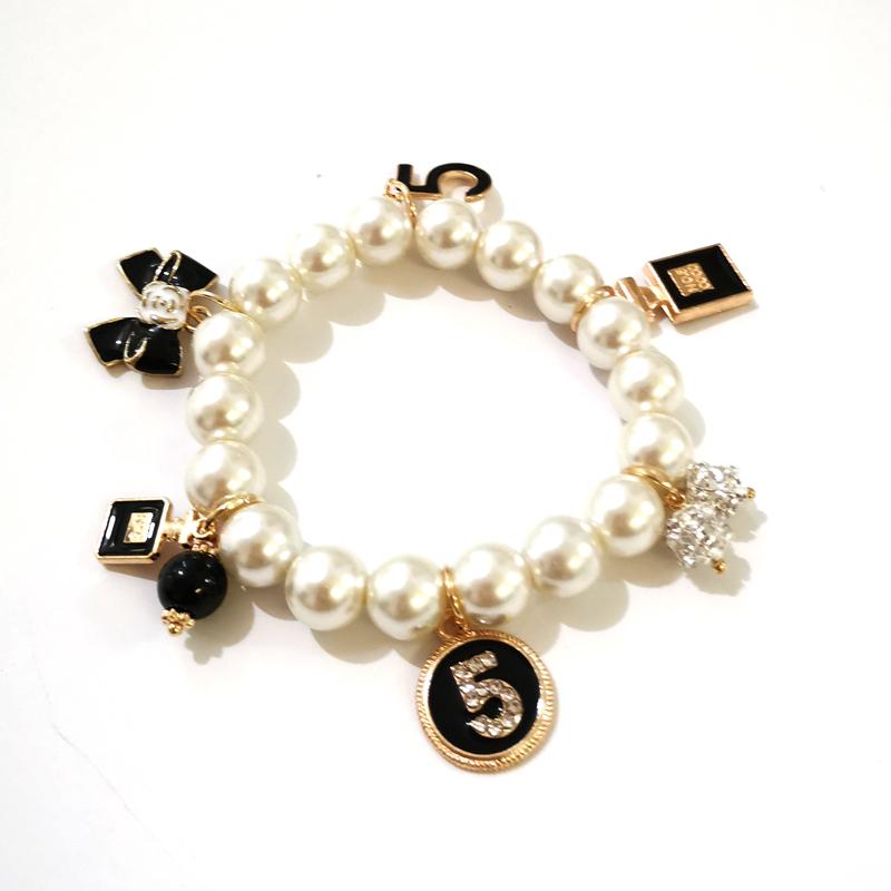 

Beaded, Strands Charm Beads Pearl Bracelets & Bangles For Women Bijoux Crystal No.5 Luxury C Bracelet Gift Jewelry