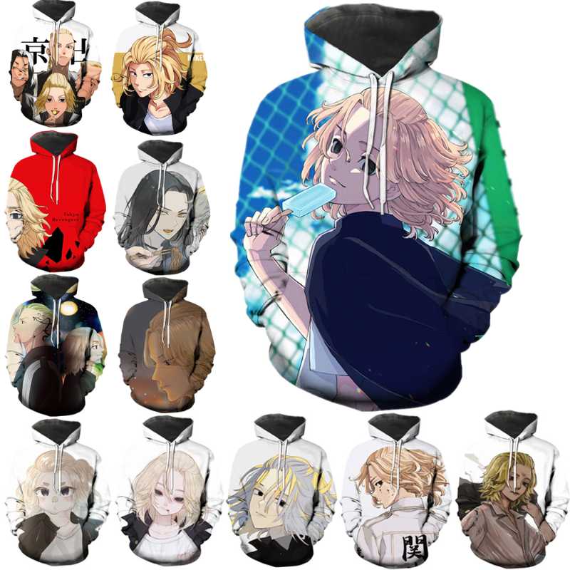 

Men's Hoodies & Sweatshirts Anime Cosplay Hoodie Tokyo Revengers Unisex 3D Printed Pattern Winter Hooded Long Sleeved Top Casual Fashion Swe, Q1