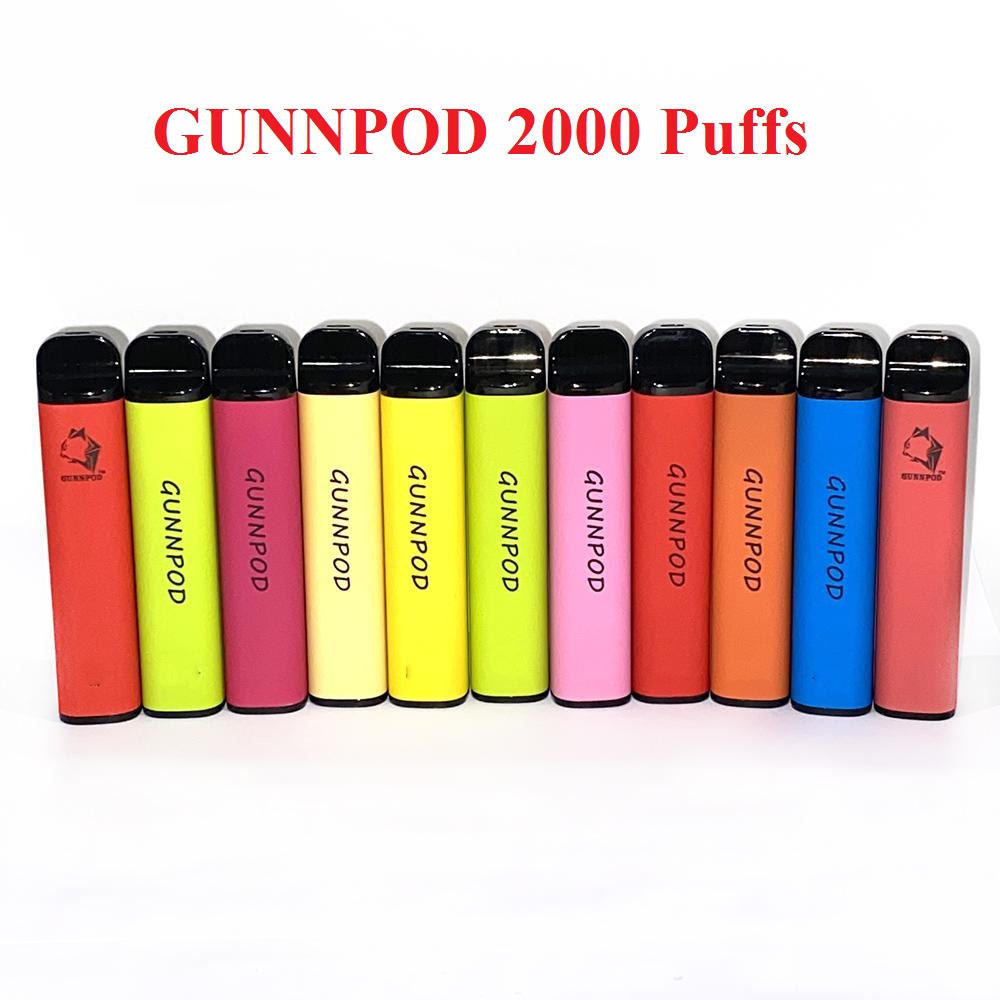 

GUNNPOD Disposable Vapes 2000Puffs Pre-filled 1250mAh Battery E Cigarette Deivce 8ml Vaporizer Starter Kit 13 colors Pen Pod PUFF Gunpod
