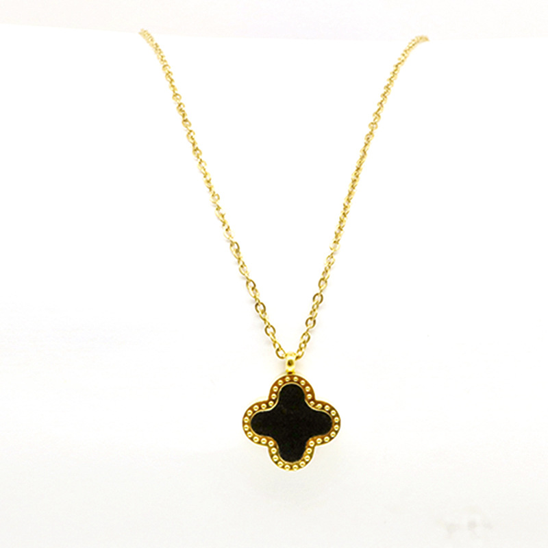 

New Fashion 18K Gold Double Side Four Leaf Clover Pendant Necklace for Women Gift