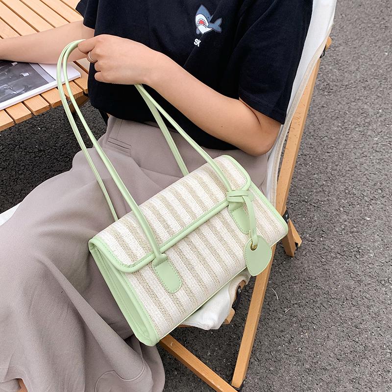 

Evening Bags Fashion Striped Shoulder Women Solid Color Top-handle Bag Casual Ladies Underarm Small Square Lady Handbag