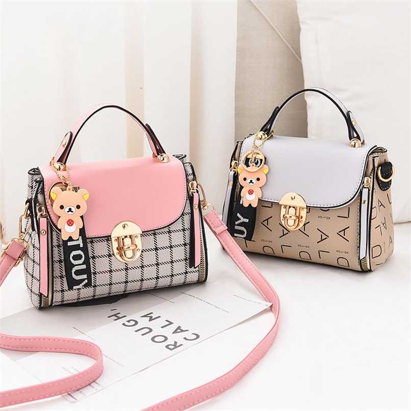 

Ladies Shoulder Bags Cute Type PU High Quality Girls Diagonal bag Color Matching Casual Fashion Small Square Bags 211026, Brown plaid