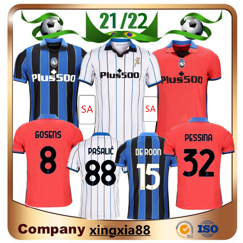 

2022 Atalanta B.C. soccer jersey GOMEZ 2021 22 .MURIEL ILICIC DE ROON DUVAN MURIEL ATA BC Bergamasca maglia da calcio Men Kids Kit uniform 999, Black;yellow