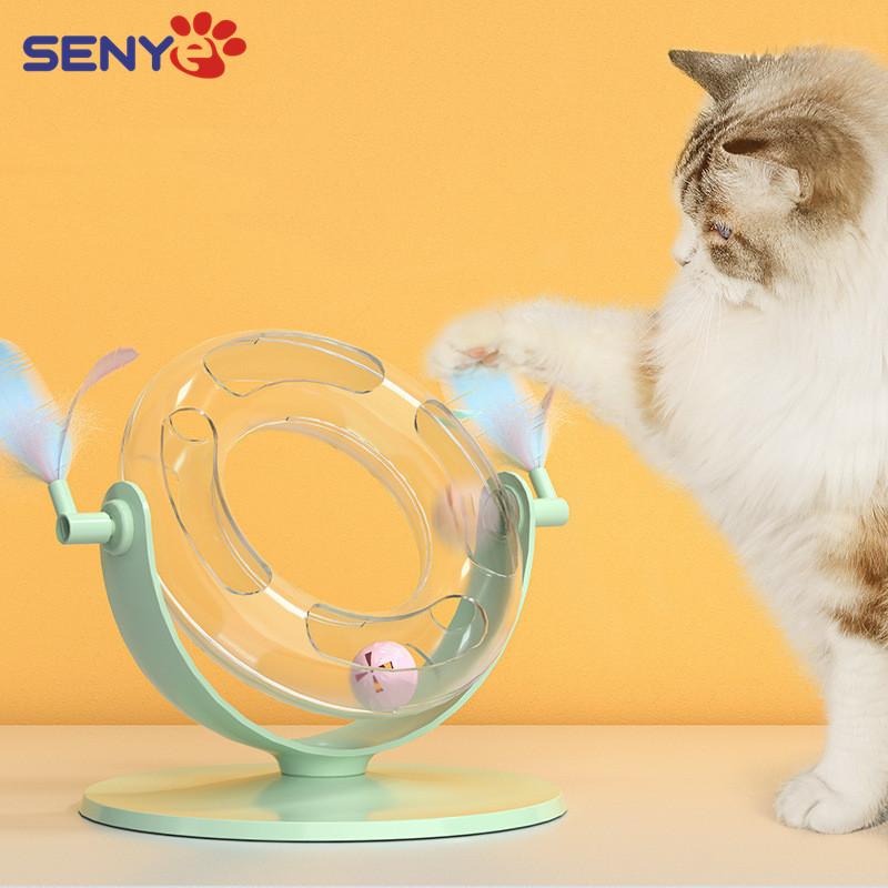 

Cat Toys Toy Automatic Turntable Kitten Feather Funny Stick 360°Orbital Ball Supplies Pet Kitty Interest