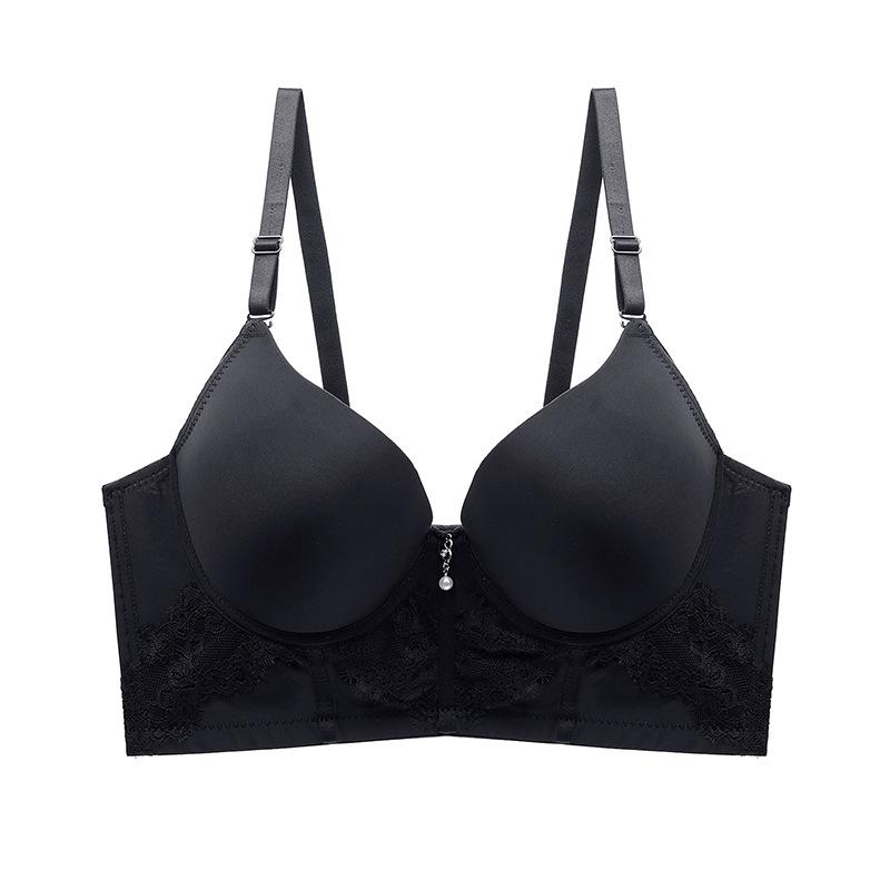

Bras Gobetter Black Women Gathered Adjustment Bra For Sexy Underwear Push Up Bralette Seamless Breathable Brassiere