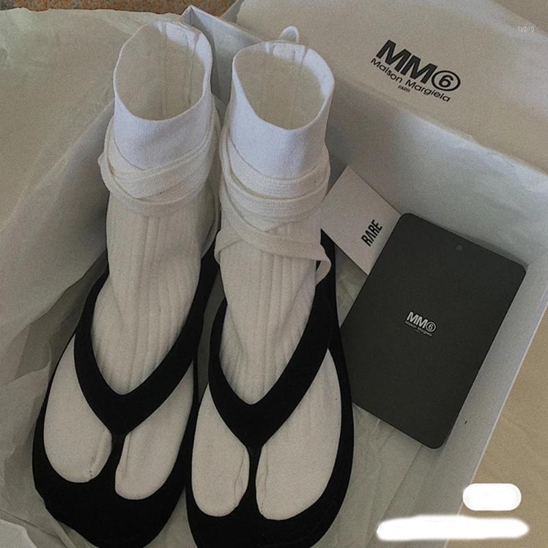 

Boots Womens Knitted Socks Flat Strap Ankle Split Toe Japanese Ninja Shoes Clip Stretchy Black Straps 3Colors1 CTTQ