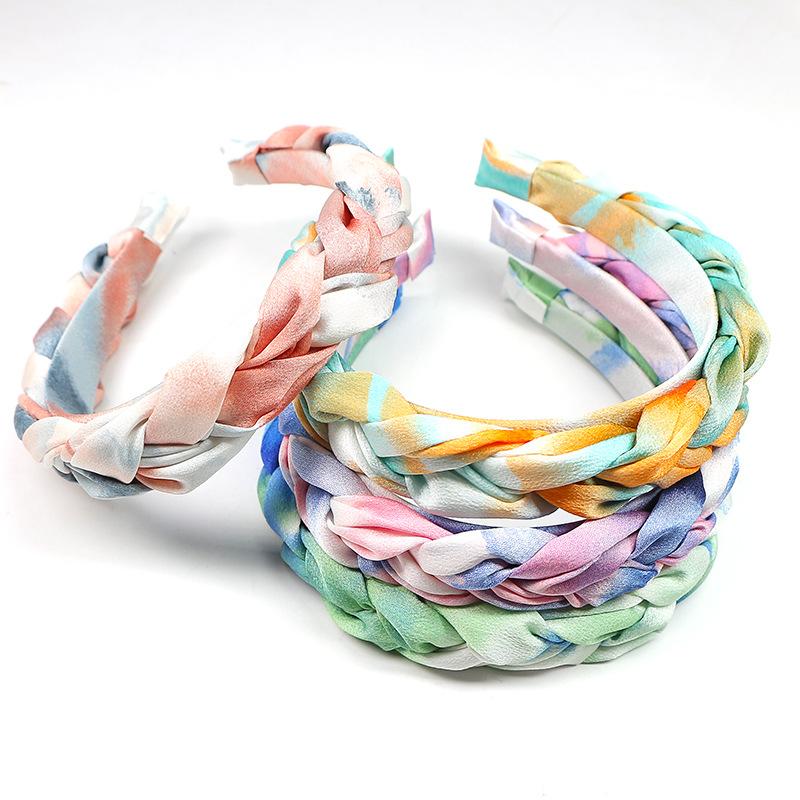 

Hair Accessories Fashion Tie Dye Braided Hairbands Style Thick Fabric Headbands For Women Girls Bands Hoops Ladies