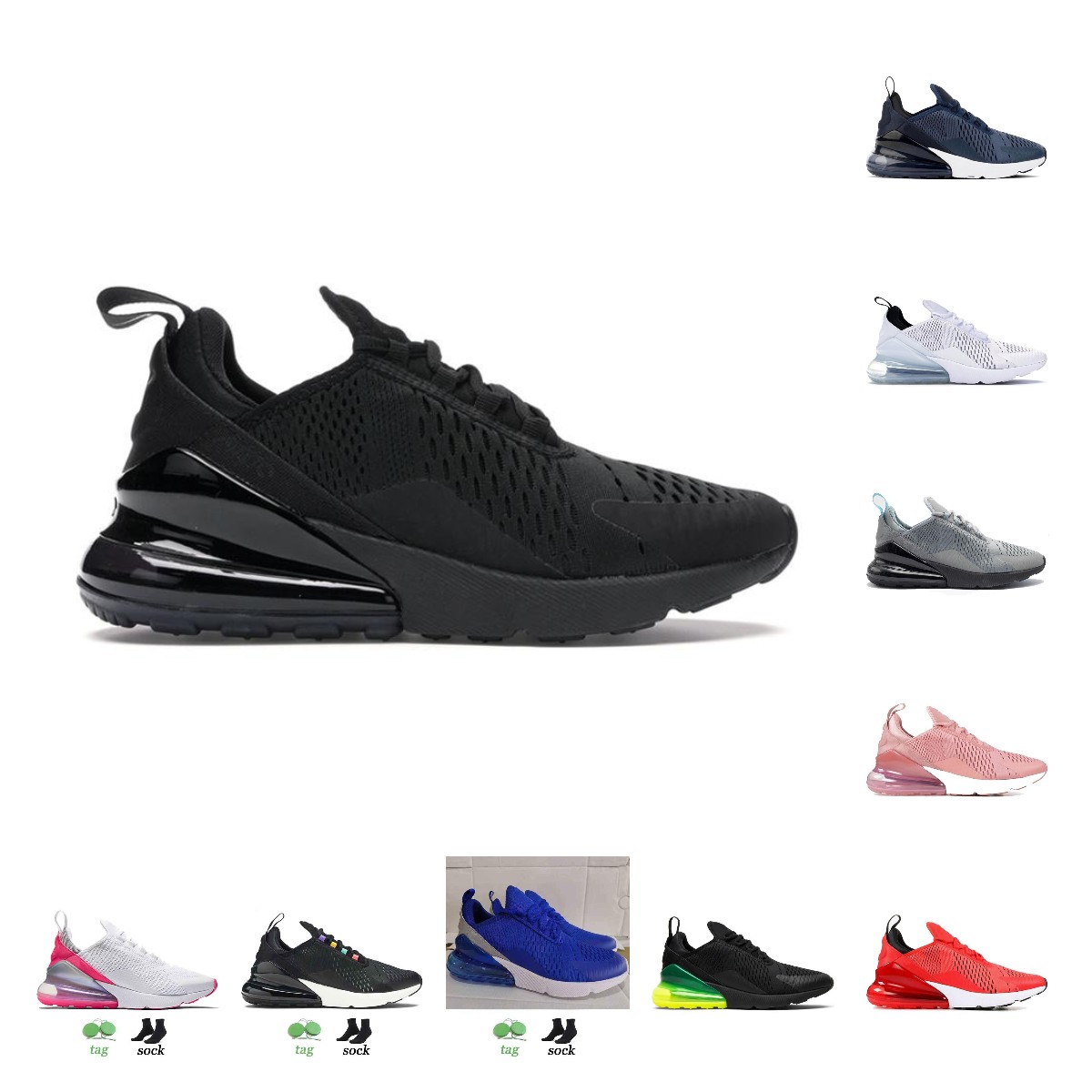 

270 Mens Womens Tennis Running Shoes 270s Navy Blue Triple Black White Barely Rose Pink Red Dusty Cactus Dark Stucco Run Sports Sneakers Trainers, B49 white volt 36-45