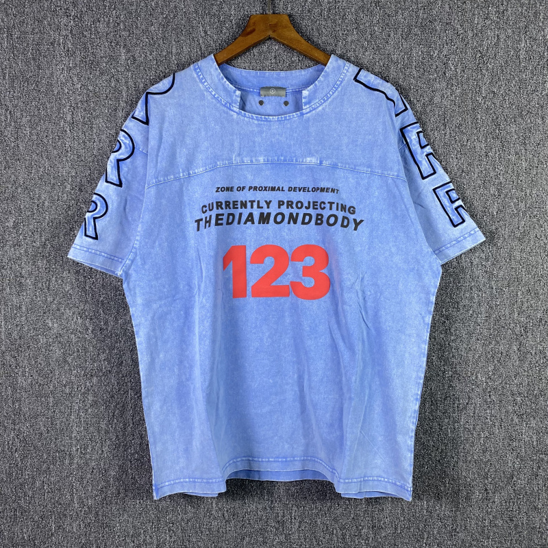 

Wash Blue T shirt Men Women 11 Quality Patchwork Print Tee Tops Vintage Short Sleeve Real Pics, 651 blue