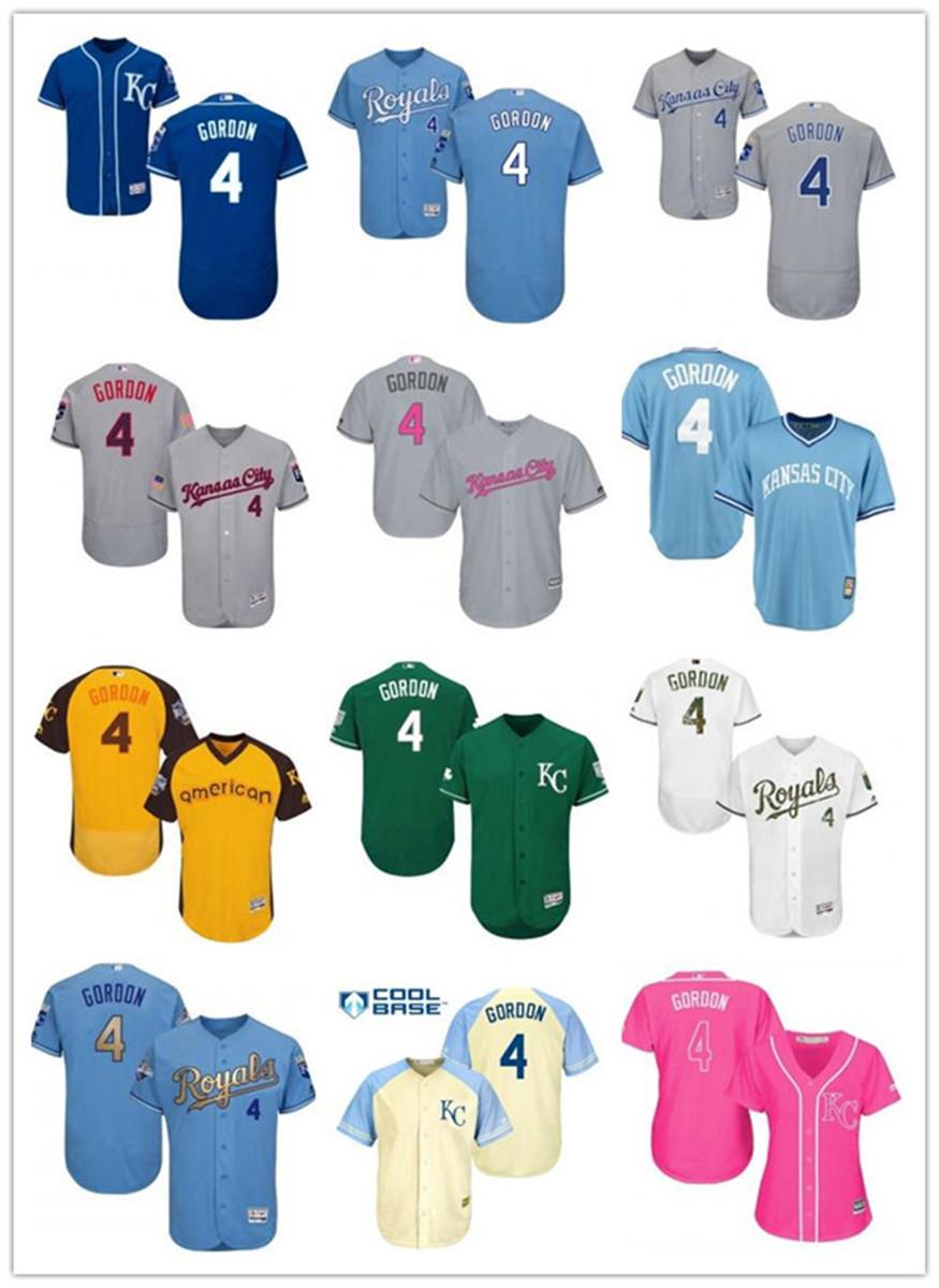 

custom KansasCityRoyal name number 4 Alex Gordon baseball jersey red white men women youth jerseys