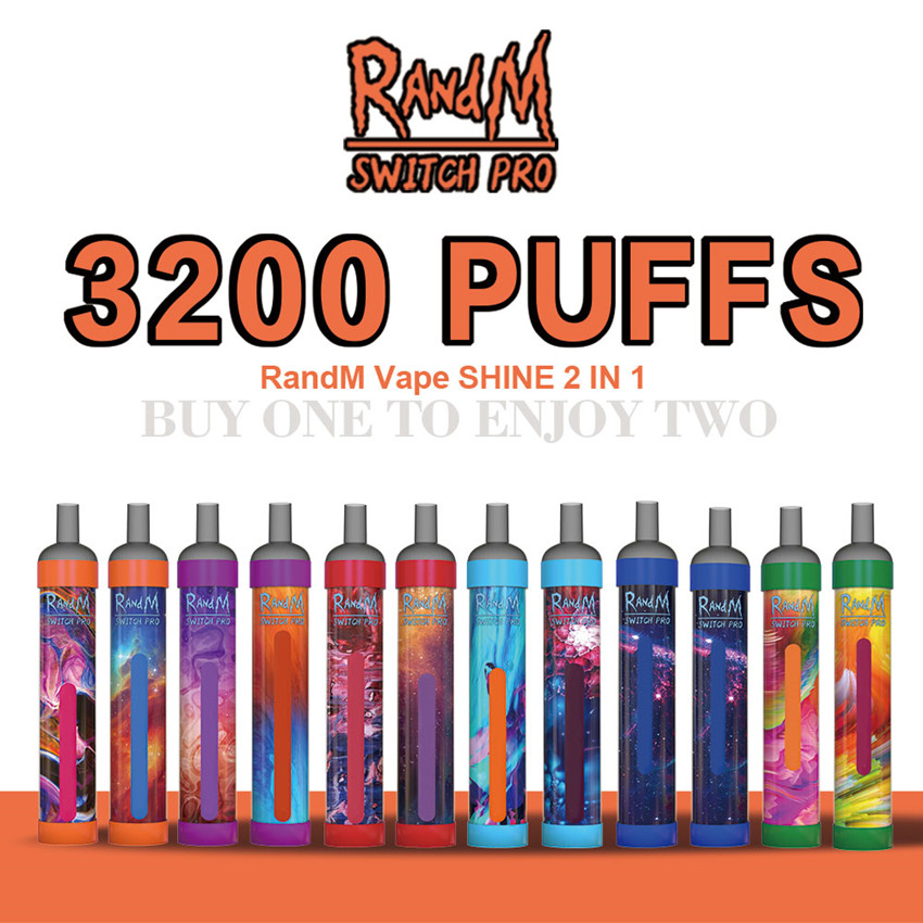 

Wholesale RandM Switch Pro Disposable E Cigarette 3200Puffs R and M Vape 2 in 1 shine light with Rechargeable 12 Colors