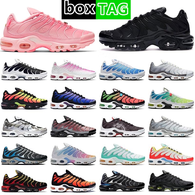 

Plus Tn mens running shoes Triple white Black Hex Crater DMP Euro Tour Fresh Perspective Lava Volt Glow Gradient sky Toggle Lacing men trainers sports sneakers, The original box