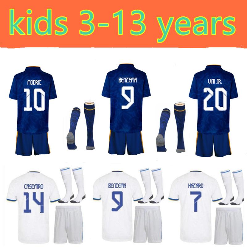 

Jogging Clothing Camisetas De Fútbol Del Real Madrid Para Niños, Uniforme Completo BENZEMA HAZARD MODRIC, Uso Fuera Casa, 2122, 2021