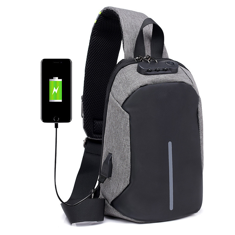 

men's chest anti-theft password lock intelligent shoulder usb charging business leisure anti splash travel bag