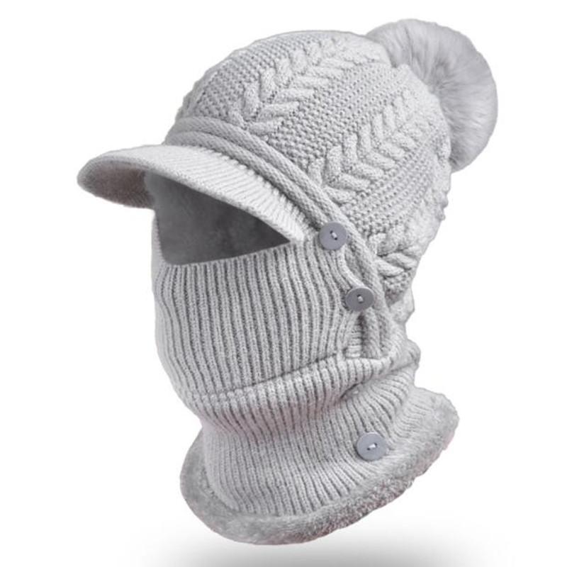 

Beanies 2021 Winter Women's Plus Velvet Fluff Warm Earmuffs Cap Bib Hooded Cold Proof Windproof Ski Hats Knitted Woolen Hat