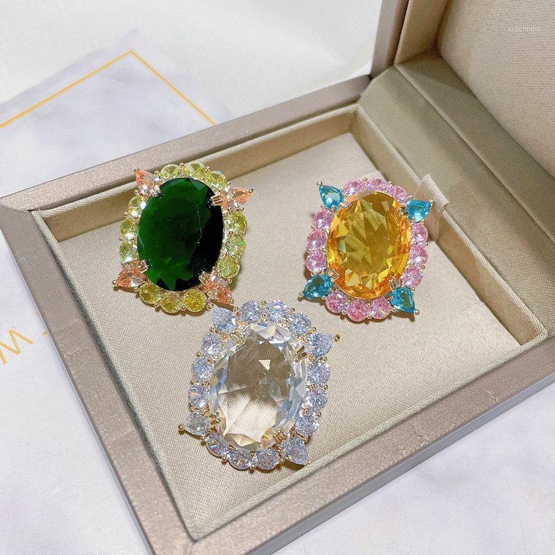 

Stud Bilincolor Fahsion Luxury Oval Green Cubic Zirconia Earring For Women