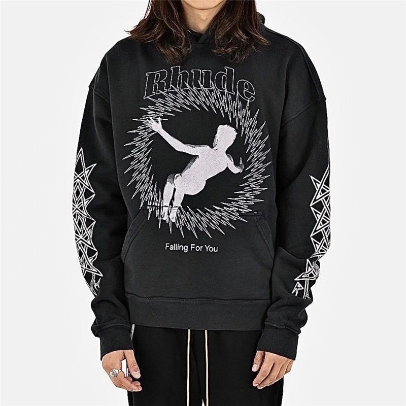 

hoodies 21SS Oversize Rhude Hoodies Men Women High Quality 1:1 FALLING FOR YOU Hoodie Pullovers Sweatshirts Inside Tag