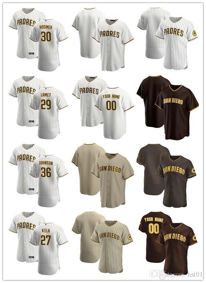 

Custom Jersey Mens women Youth San Diego Padres 30 Eric Hosmer 36 Pierce Johnson 27 Keone Kela 29 Dinelson Lamet Baseball Jersey, Blue;black