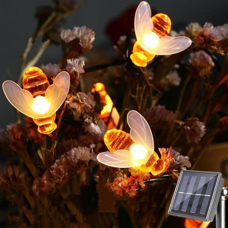 

Strings Solar Powered Cute Honey Bee Led String Fairy Light 30leds 50leds Outdoor Garden Fence Patio Christmas Garland Lights