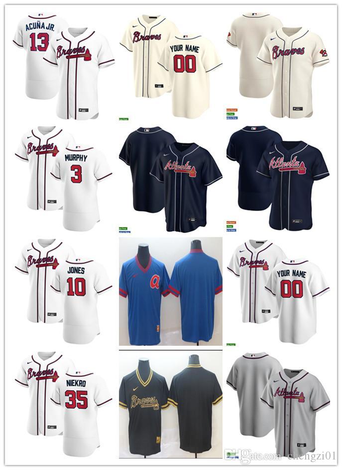 

Men Women Youth Atlanta Braves 13 Ronald Acuna Jr. 35 Phil Niekro 10 Chipper Jones 3 Dale Murphy Custom Baseball Jersey Blank re, Blue;black