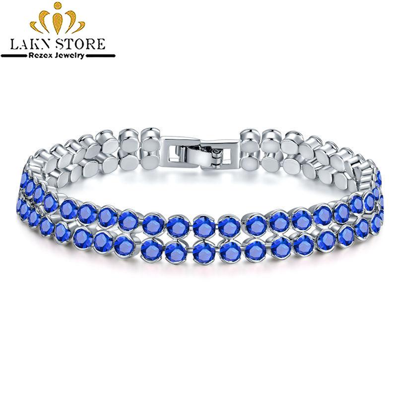 

Link, Chain Brazalete Mujer Charm Tennis Bracelets For Women Siver Color Blue Cubiz Zirconia CZ Bracelet&bangles Wedding Fashion Jewelry