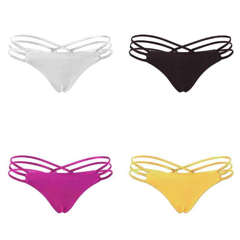 

Women's Panties Sexy Woman Crossing Bandage Beach Bikini Bottoms Briefs Cut Out Thong Swimwear Charming Back G-string Swim, Black