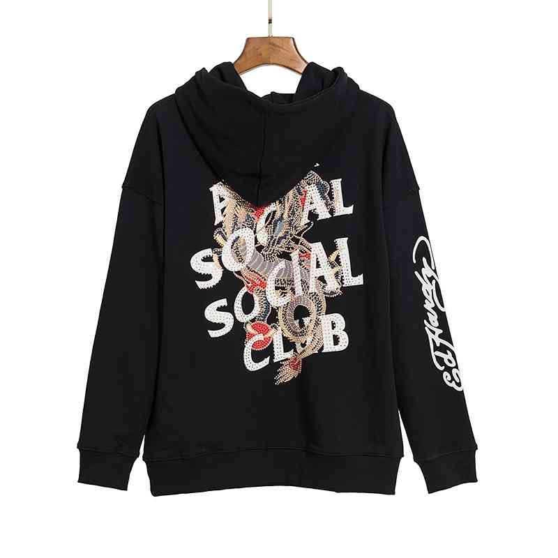 High quality fashion ASSC new color dragon + hot drill versatile loose men's and women's Hooded Sweater-image-740892182