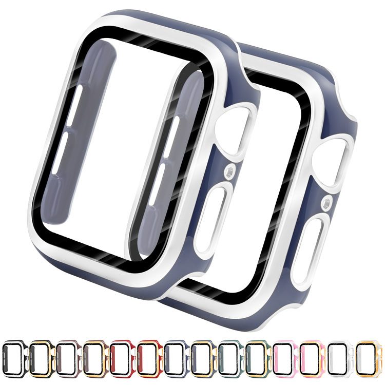 

JGO Ceramic Design Watch Case with Tempered glass screen protector for 45MM 41MM Watch, Green/rose gold